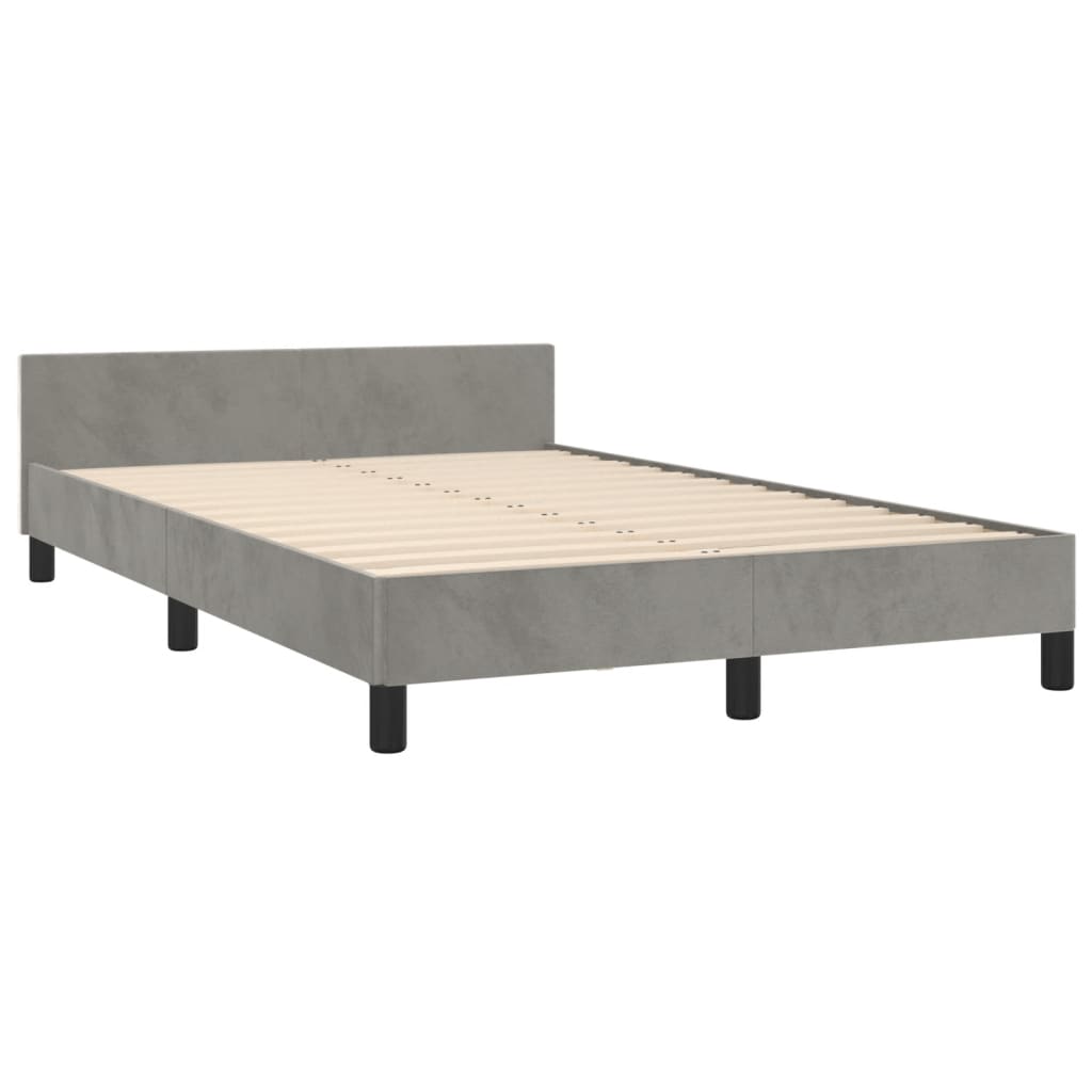 Cadre de lit sans matelas, en velours, gris clair, pour la chambre, 120 × 200 cm - 5