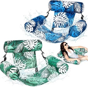 Jadin Chaise Longue Gonflable Piscine 150x78 Cm – Hamac Flottant Avec Appui-tête, Vert, Poids 480g