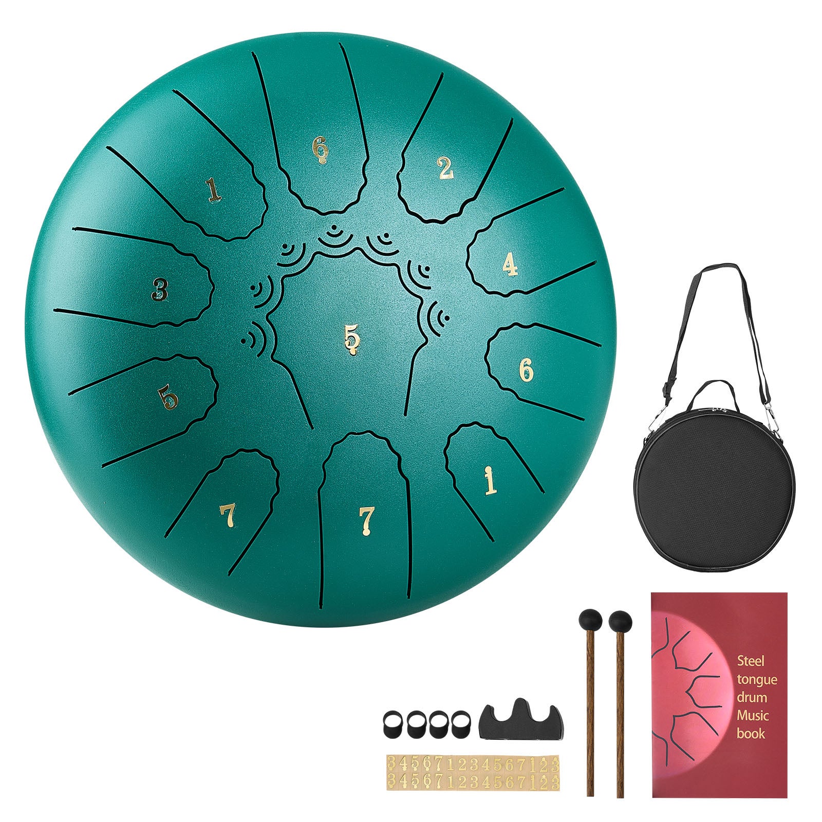 Bęben tongue drum VEVOR 10 cali 11 tonów C dur stalowy instrument relaks medytacja muzyka