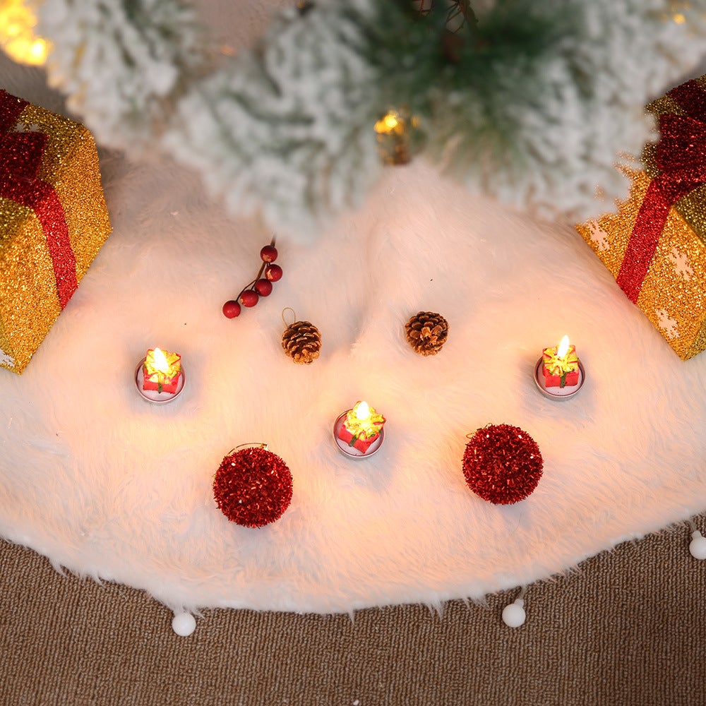 Falda de árbol de Navidad de felpa blanca pura (grande, 122 cm), decoración para árbol de Navidad, cubierta de árbol de piel artificial blanca, decora - 2