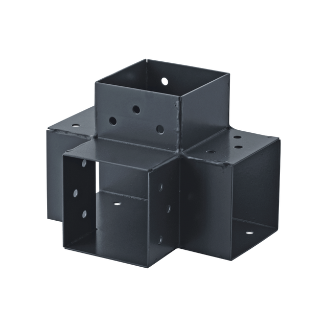 Connecteur 4D angle 90° pour poteau bois, H.9 x P.9 cm