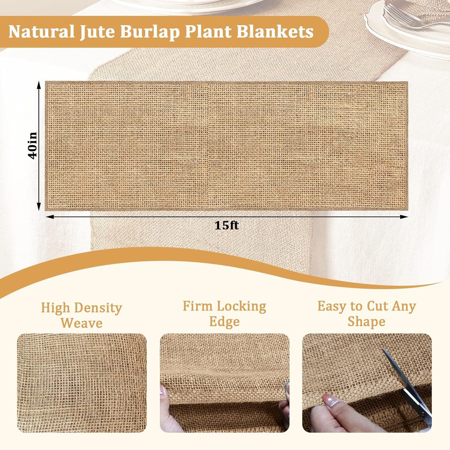 Rouleau de toile de jute protection hivernale 1x5m, couverture naturelle contre gel pour arbres légumes et plantes de jardin - 6