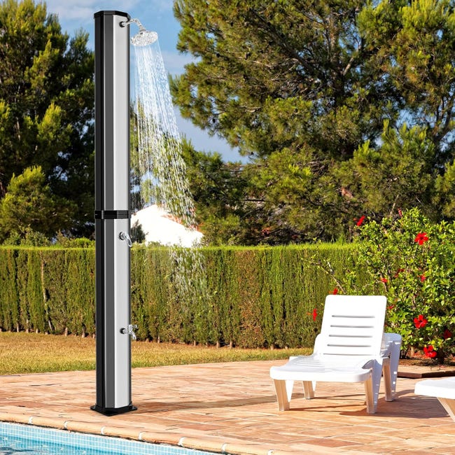 Ducha Solar Exterior 60 L con Funda, Ducha Piscina Exterior 227 CM