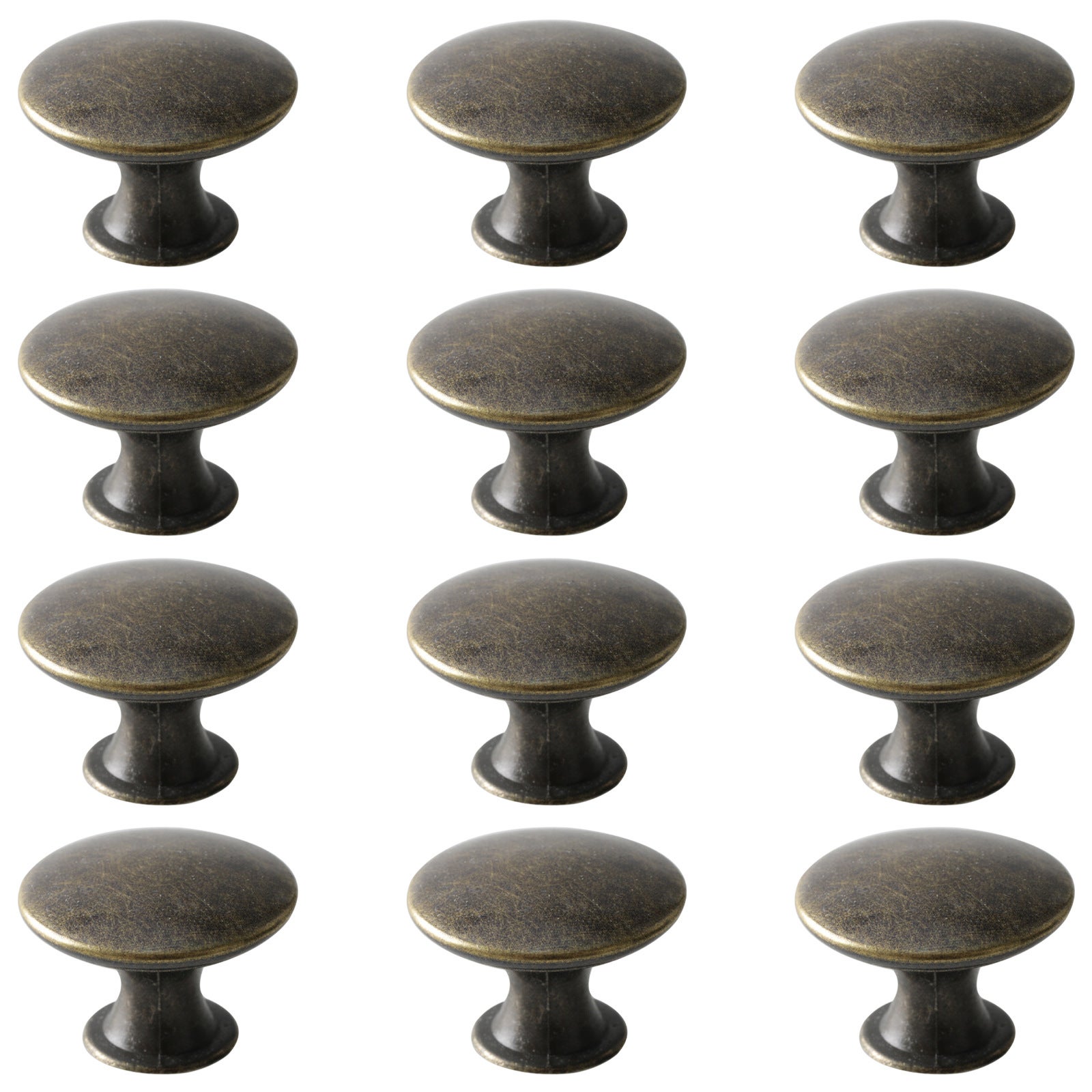 Brązowe gałki do szuflad w stylu vintage x15 – Średnica 30 mm, stop cynku, styl retro, do kuchni i szafek