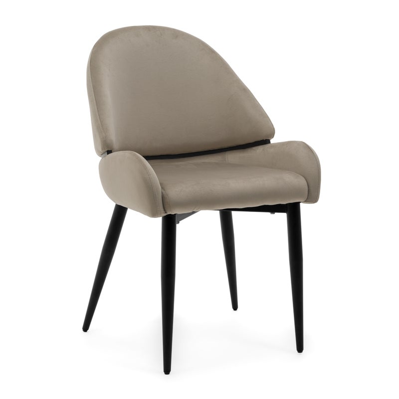 Krzesło tapicerowane welurowe do salonu jadalni BERGAMO ciemnobeżowe