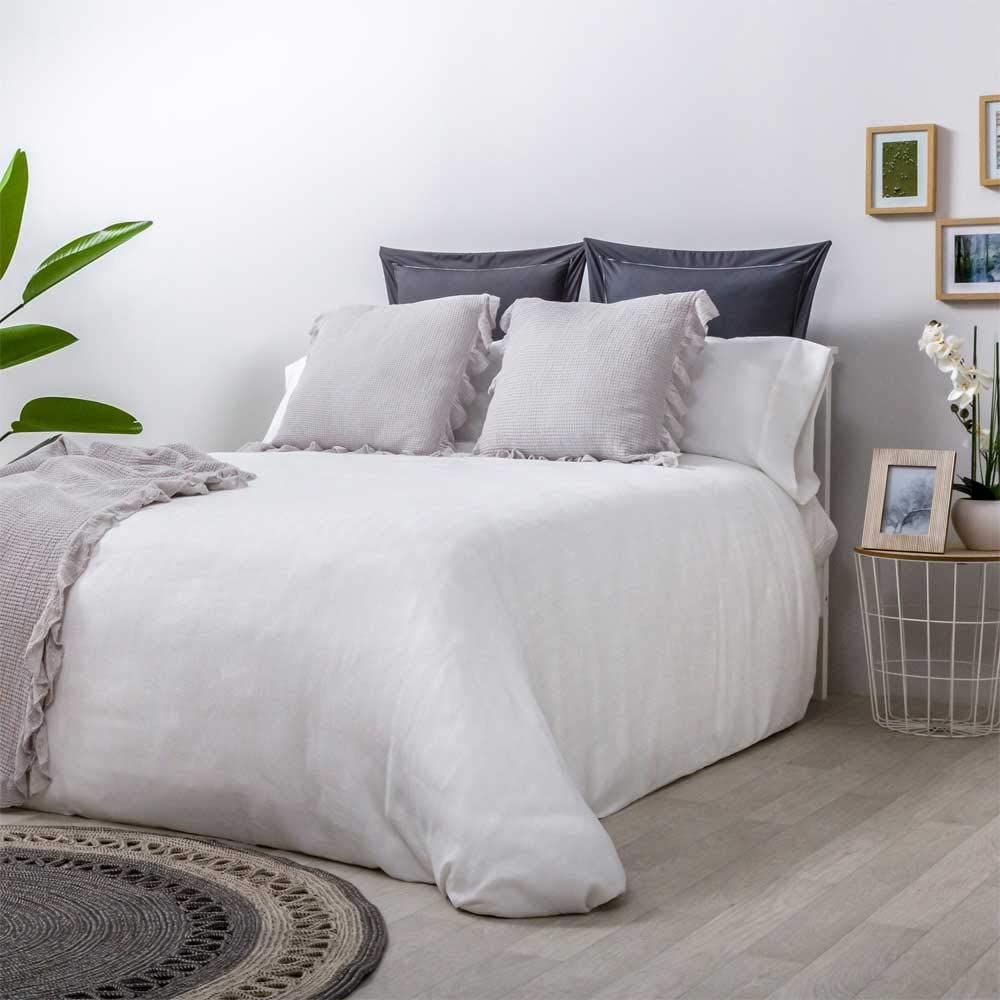Cotton artean - funda nordica jacquard herringbone blanco algodón 100% cama de 135