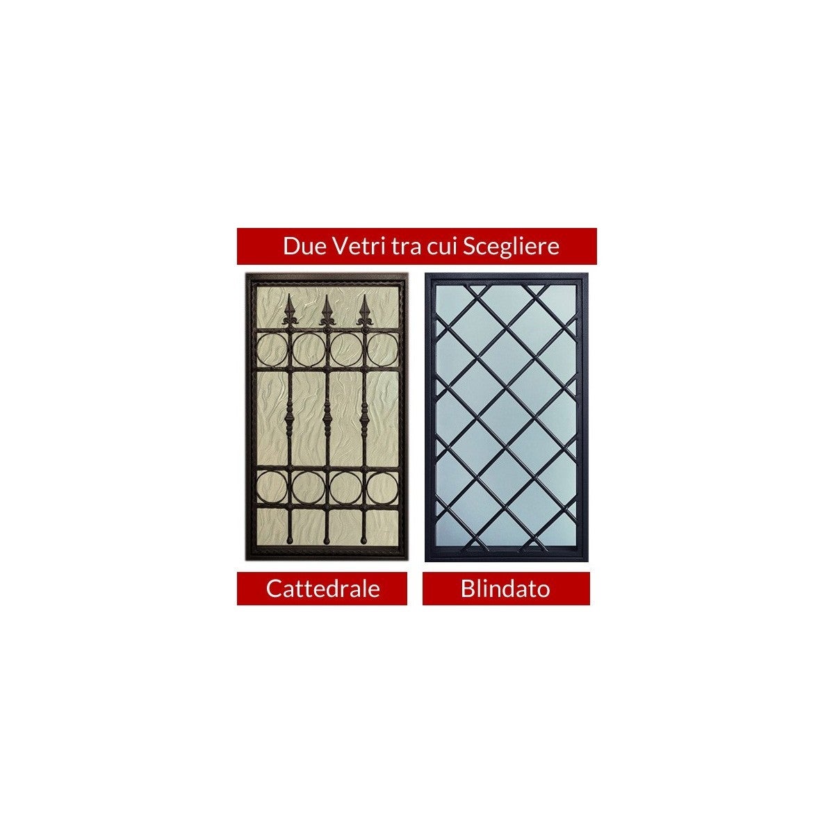 Porta Blindata due Ante con Vetro Pannello da Esterno Inserti in Alluminio - 7