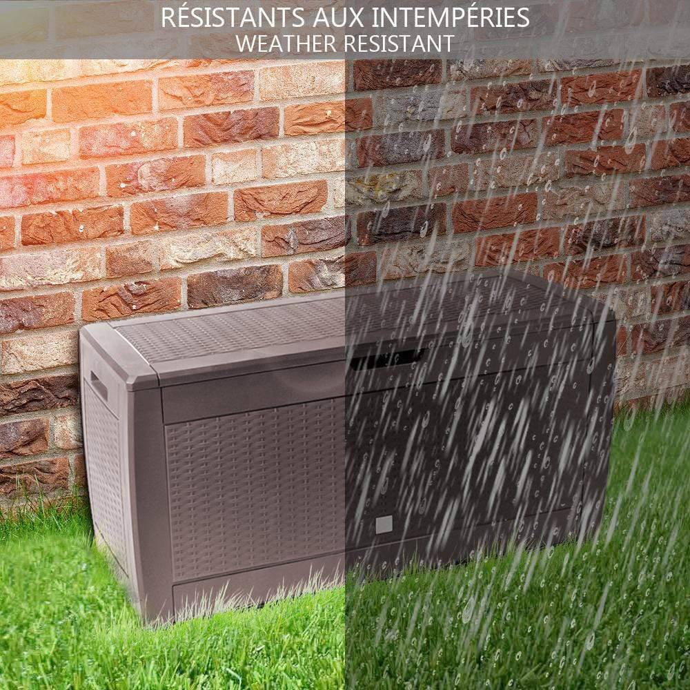 Coffre de Jardin avec Poignées et Roues 310L - Malle de Rangement Extérieur en PP - 119x48x60cm - Style Polyrotin Marron - VOUNOT® - 7