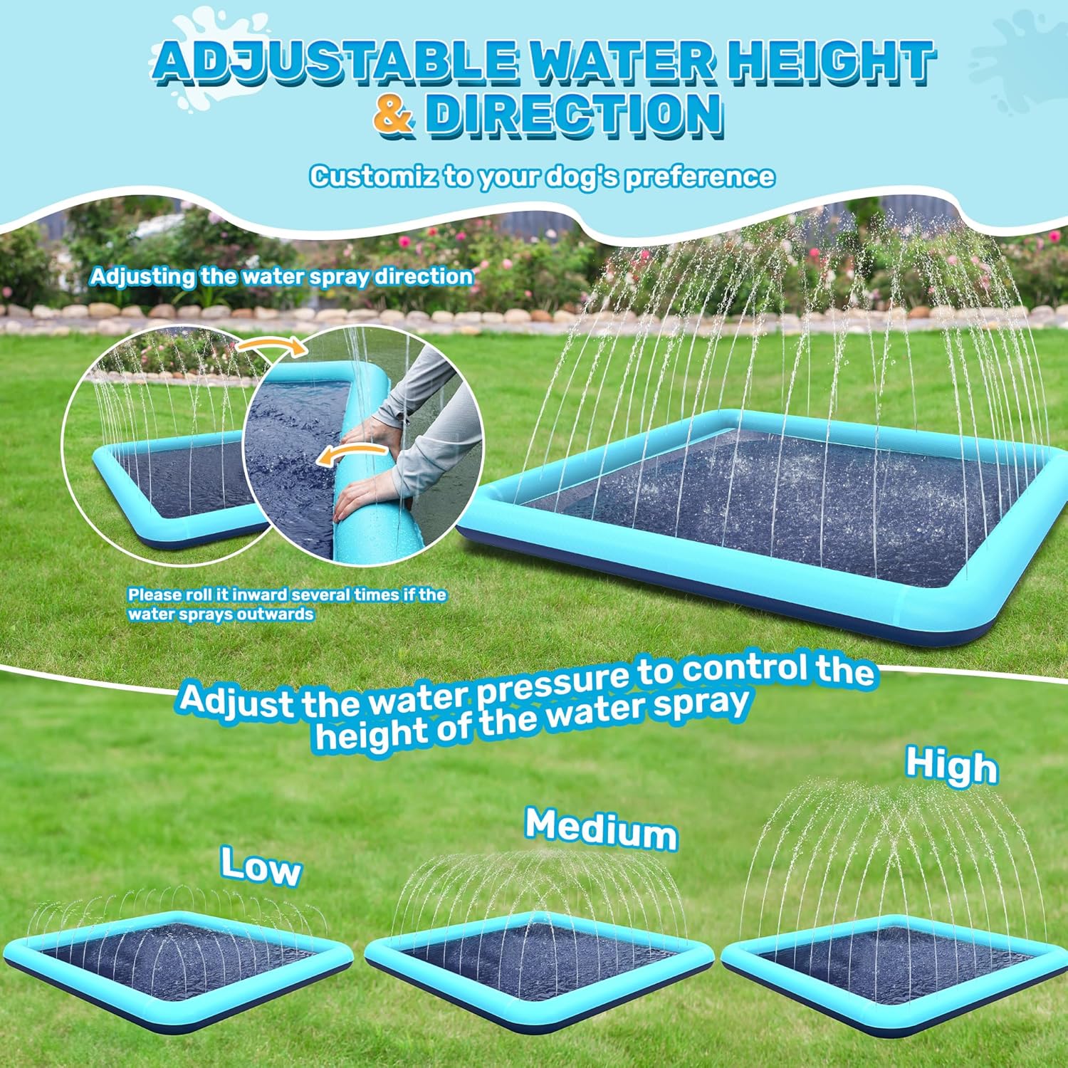 (Carré 200 cm) Jouets Aquatiques pour Enfants, Jeux d'extérieur avec Fonction antidérapante, Tapis à Jets d'eau de 200 cm - 3