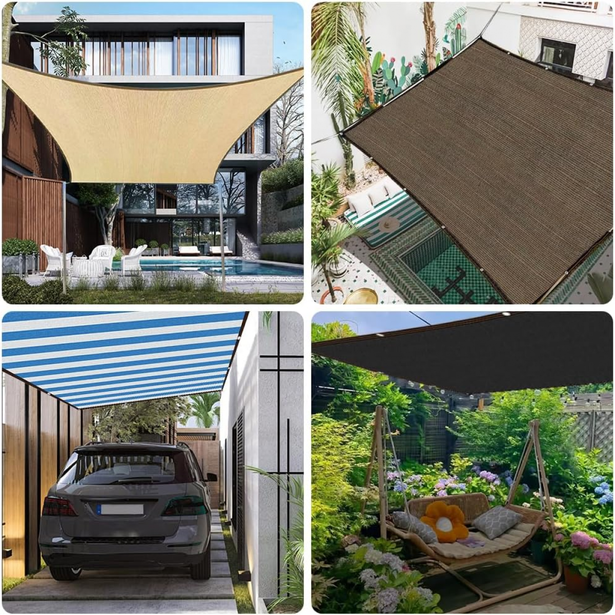 Filet pare-soleil, filet de protection solaire, filet d'ombrage de jardin avec œillets, filet anti-UV (jaune - 2x4m) avec corde de 4m - 8