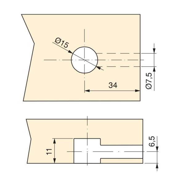 Emuca Excentrique + goujon et écrou M6, D. 15 mm, panneau 13 mm, Zamak et acier, Blanc, 20 ut.- - 3