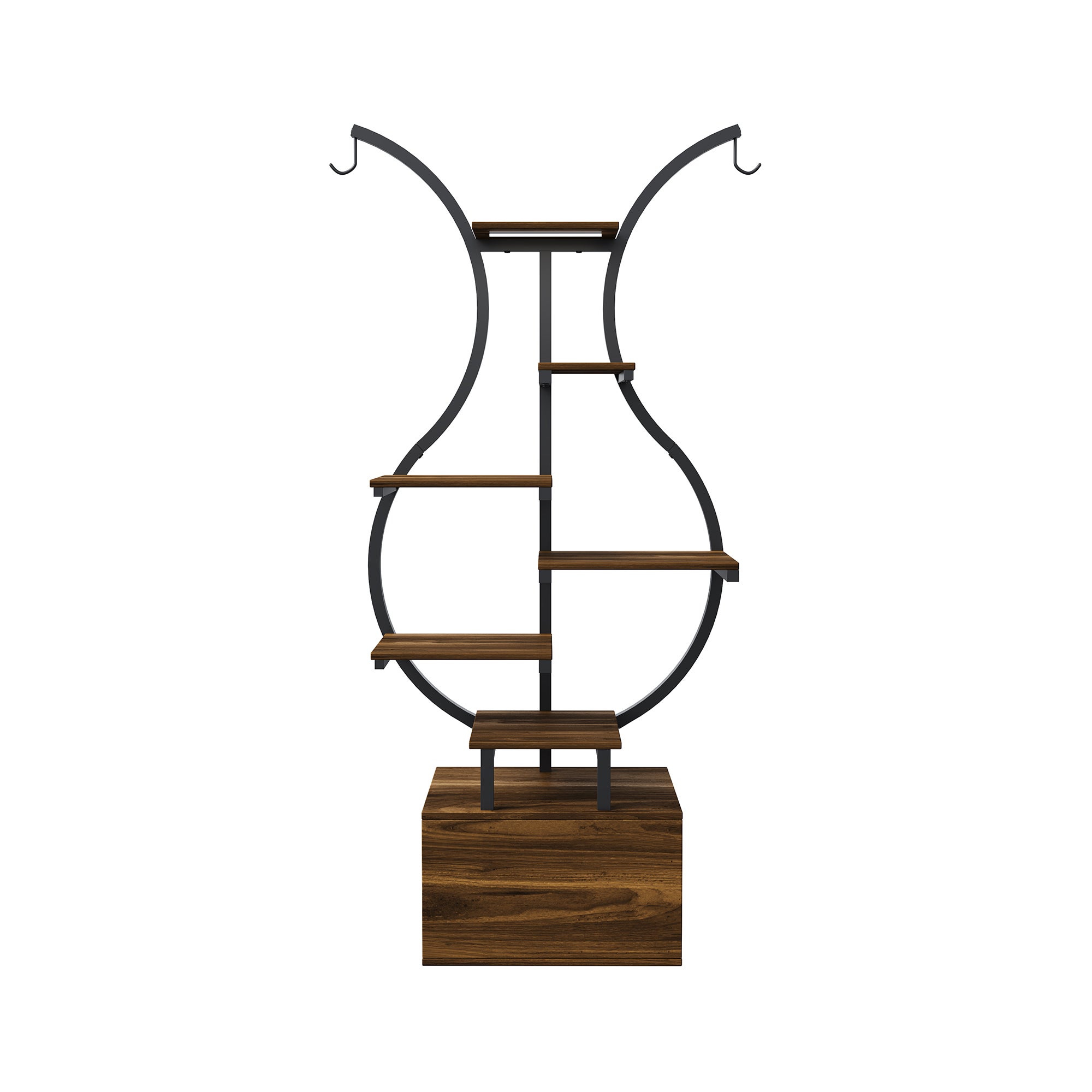 Support Plantes Interieur avec Lampes, Étagère Plante d'Angle 7 Niveaux Bois et Métal avec Crochet, Porte Plante en Forme de Vase pour Salon, Balcon - 8