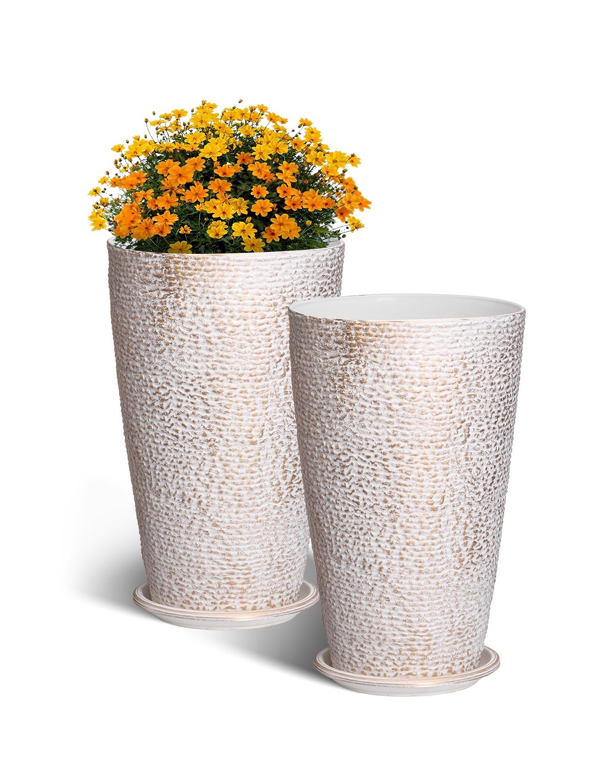 Vaso Per Piante Da Giardino In Fibra Di Argilla 30 X 30 X 30 Cm Giardino Allaperto Foro Di Drenaggio Bianco Crema Daria 76985097 - Foto 8