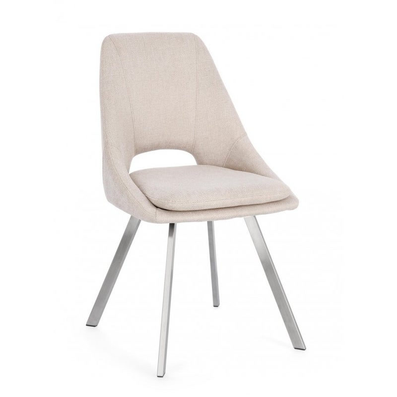 Zestaw 4 krzeseł do jadalni z włókna syntetycznego, beżowych