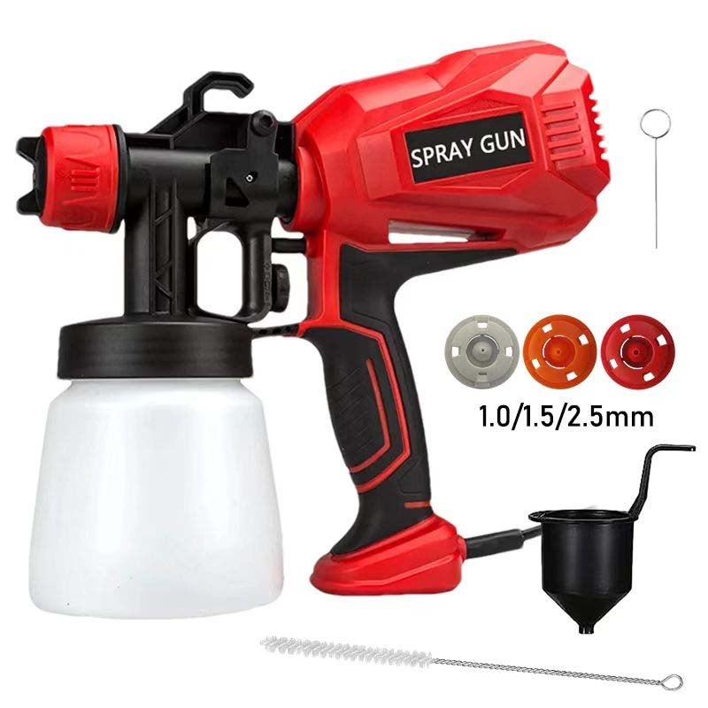 Automatyczny pistolet do malowania i klej elektryczny, 400 W, z 3 dyszami, 3 trybami natrysku i odłączanym zbiornikiem. Nadaje się do sufitów.