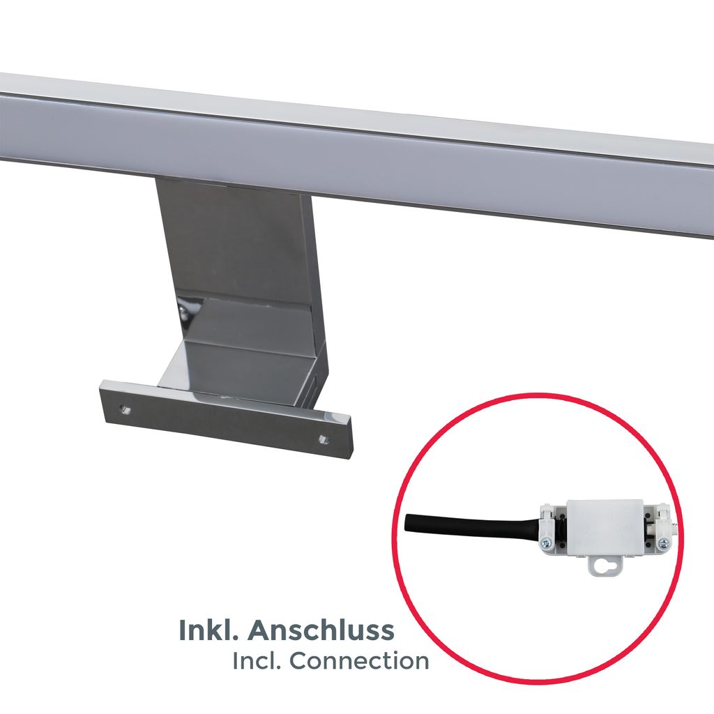 Applique LED salle de bain - chrome - 8W 780lm - 4000K - IP44 - fixation murale et pince miroir - B.K.Licht - 6