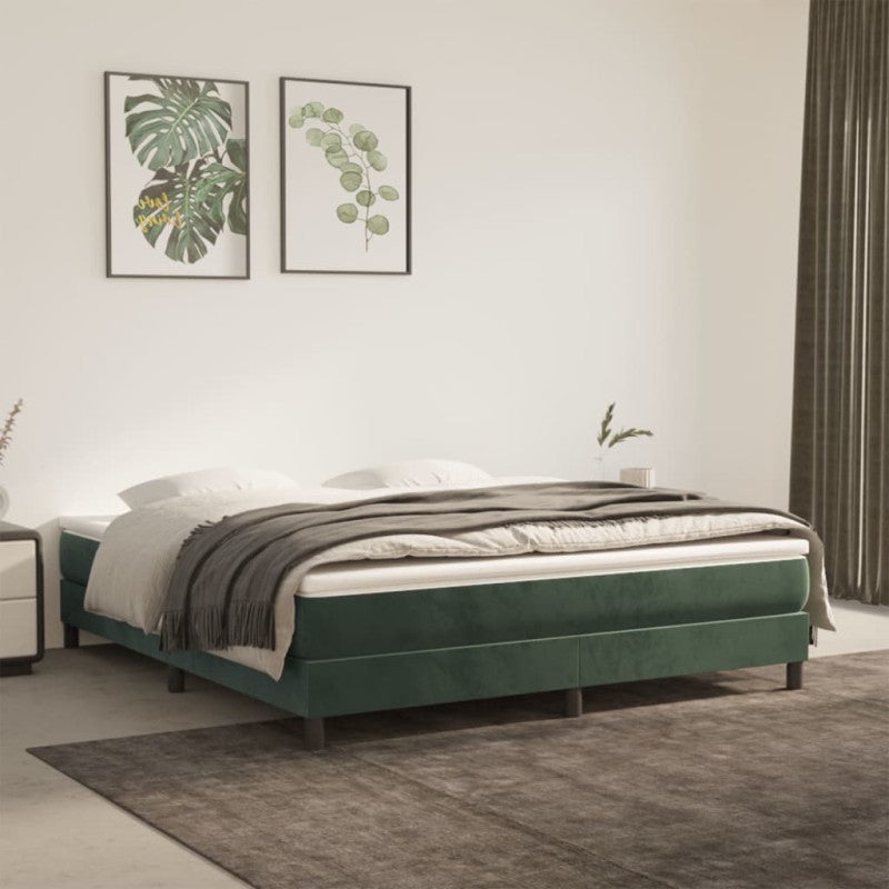 Rama łóżka bez materaca, ciemnozielone, 160x200 cm, aksamit