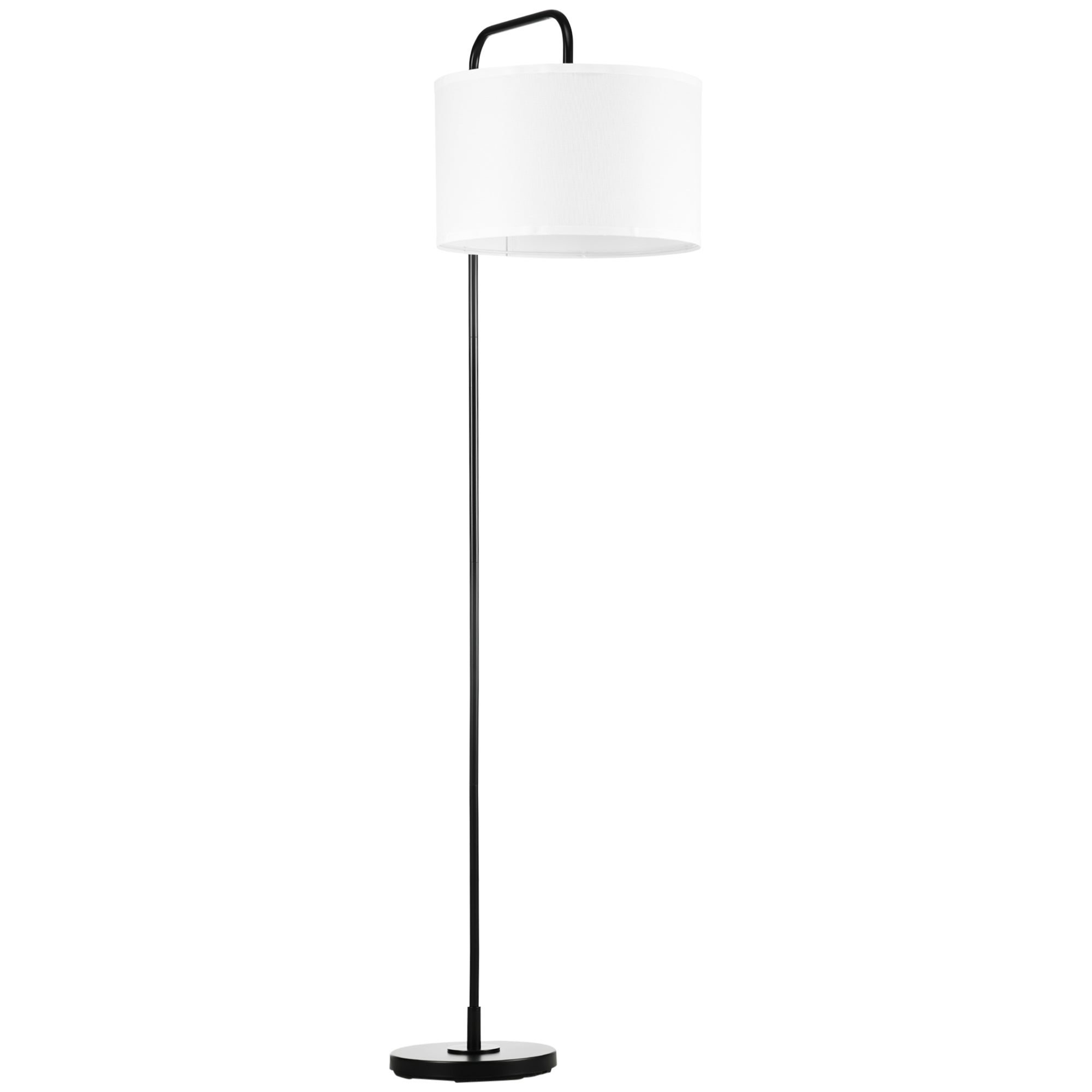 Nowoczesna czarna metalowa lampa podłogowa do salonu z abażurem i kablem 180 cm - 64 x 38 x 163,5 cm