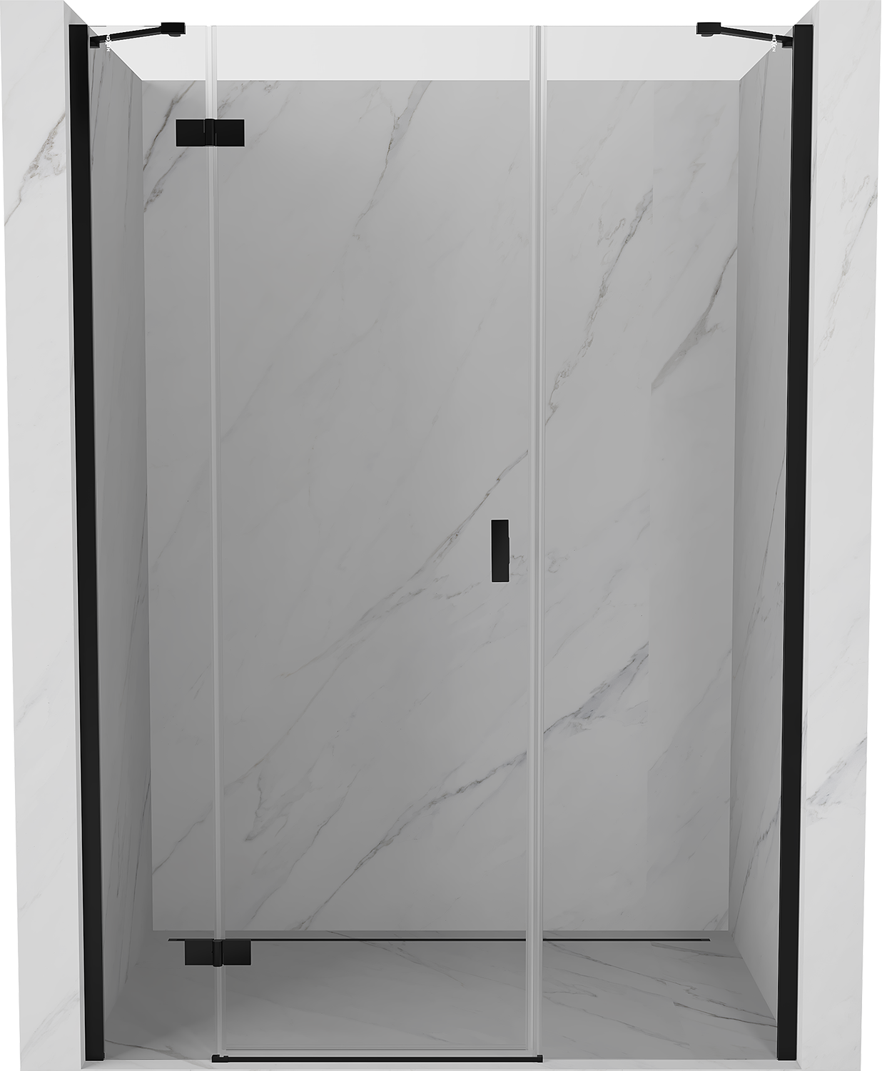 Mexen Mist-H drzwi prysznicowe uchylne lewe 135 cm, transparent, czarne - 8A5-135-001-70-00-L