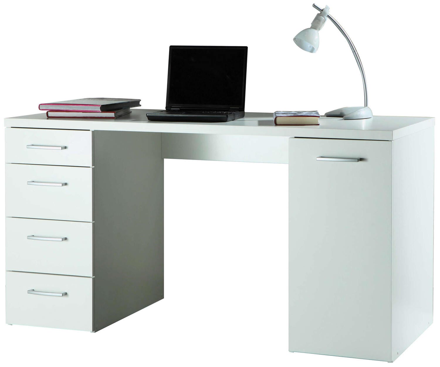 COMPOSAD Scrivania MONETA Con 4 Cassetti - Scrivania PC 139x74x60 Cm In Rovere Sonoma, Mobile Ufficio E Studio, Made In Italy