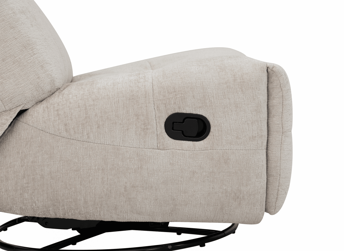 Fauteuil relax pivotant en velours chiné beige LISON - 7