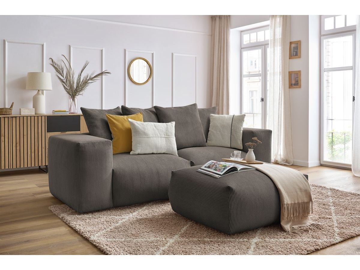 Canapé droit fixe modulable VOLTAIRE avec pouf BOBOCHIC 4 places Taupe ...