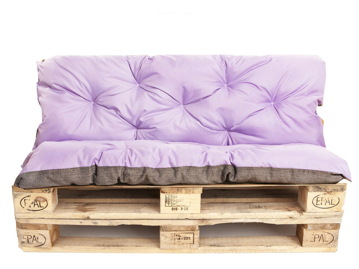 Set cojines de palet, asiento 120 x 60 y respaldo 120 x 60cm morado claro, cojines de sofá / cojín para palet de interior / exterior, setgarden