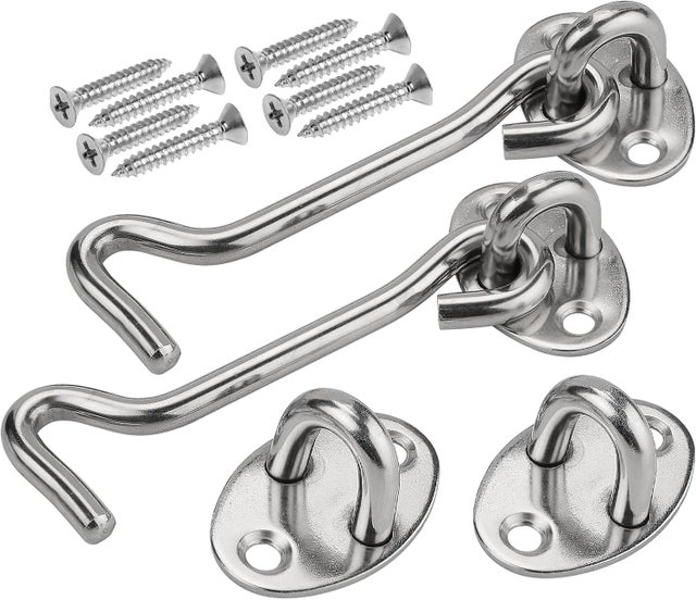 Zasuwka do drzwi kabinowych ze śrubami montażowymi do okien, drzwi do stodoły, szop, garaży (10 cm) srebrna