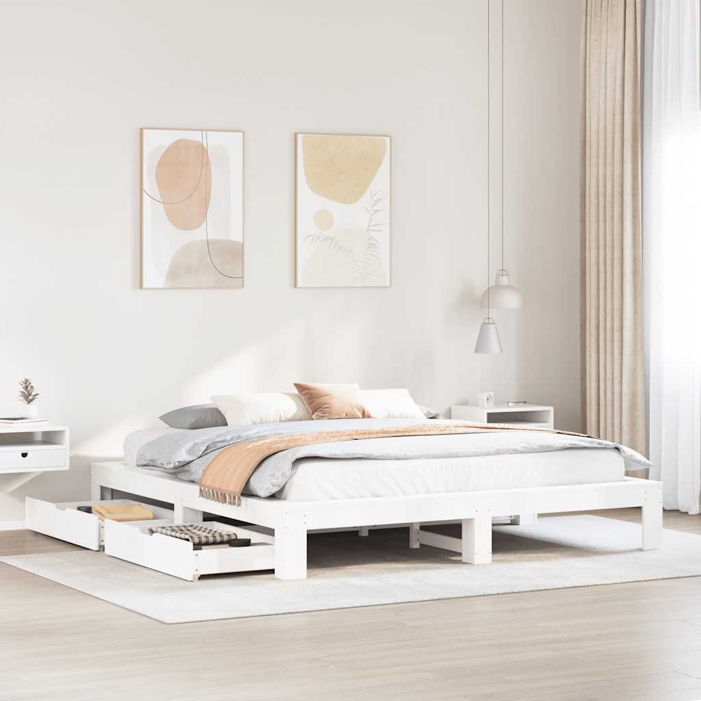 Łóżko Drewniane Rama Łóżka Sofa Biała Do Sypialni Pokoju 200x200 cm