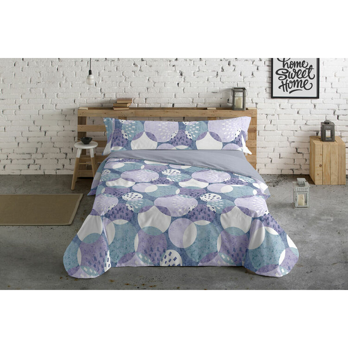 Juego de funda nórdica hosteline circulos azul cama de 150 3 piezas