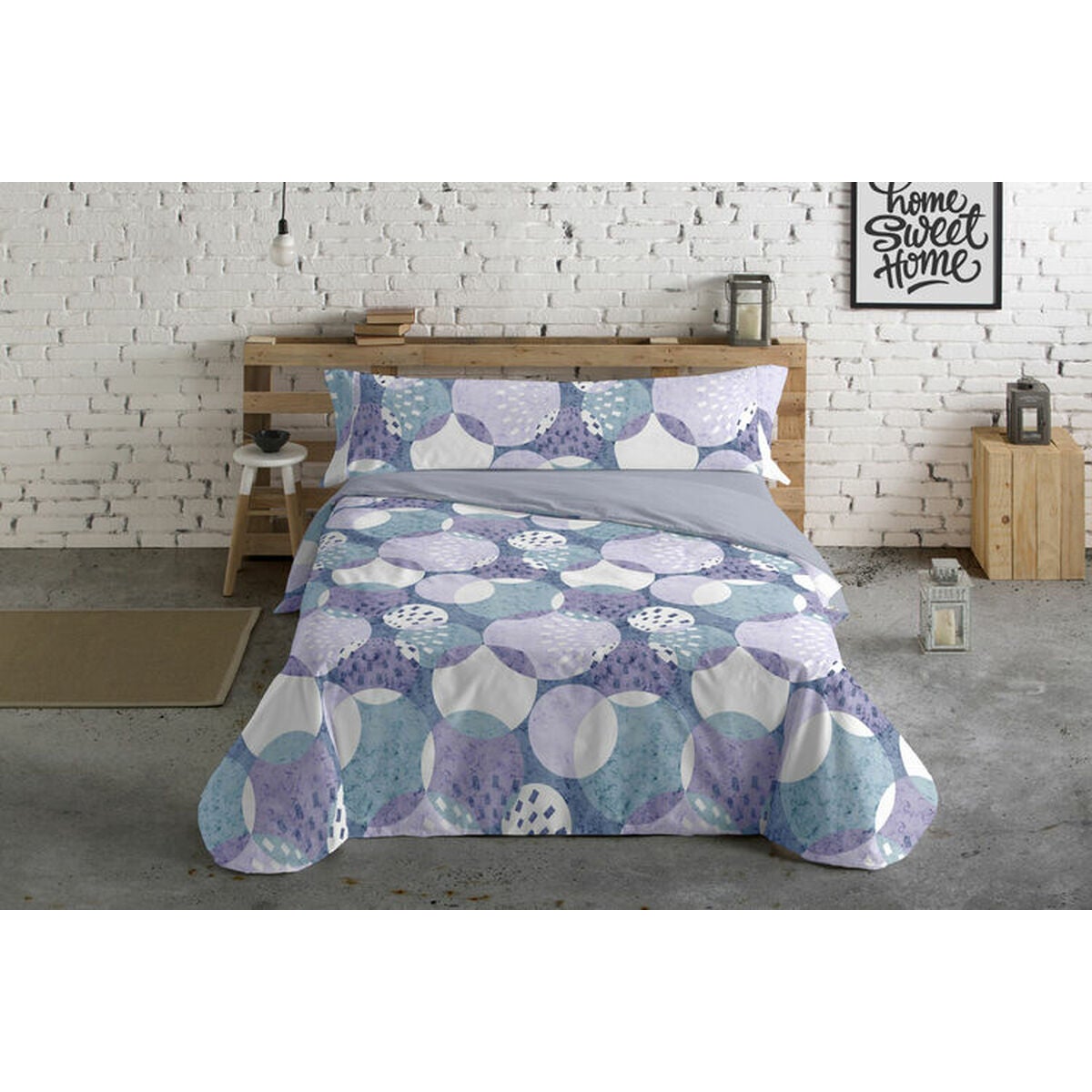 Juego de funda nórdica hosteline circulos azul cama de 150 3 piezas
