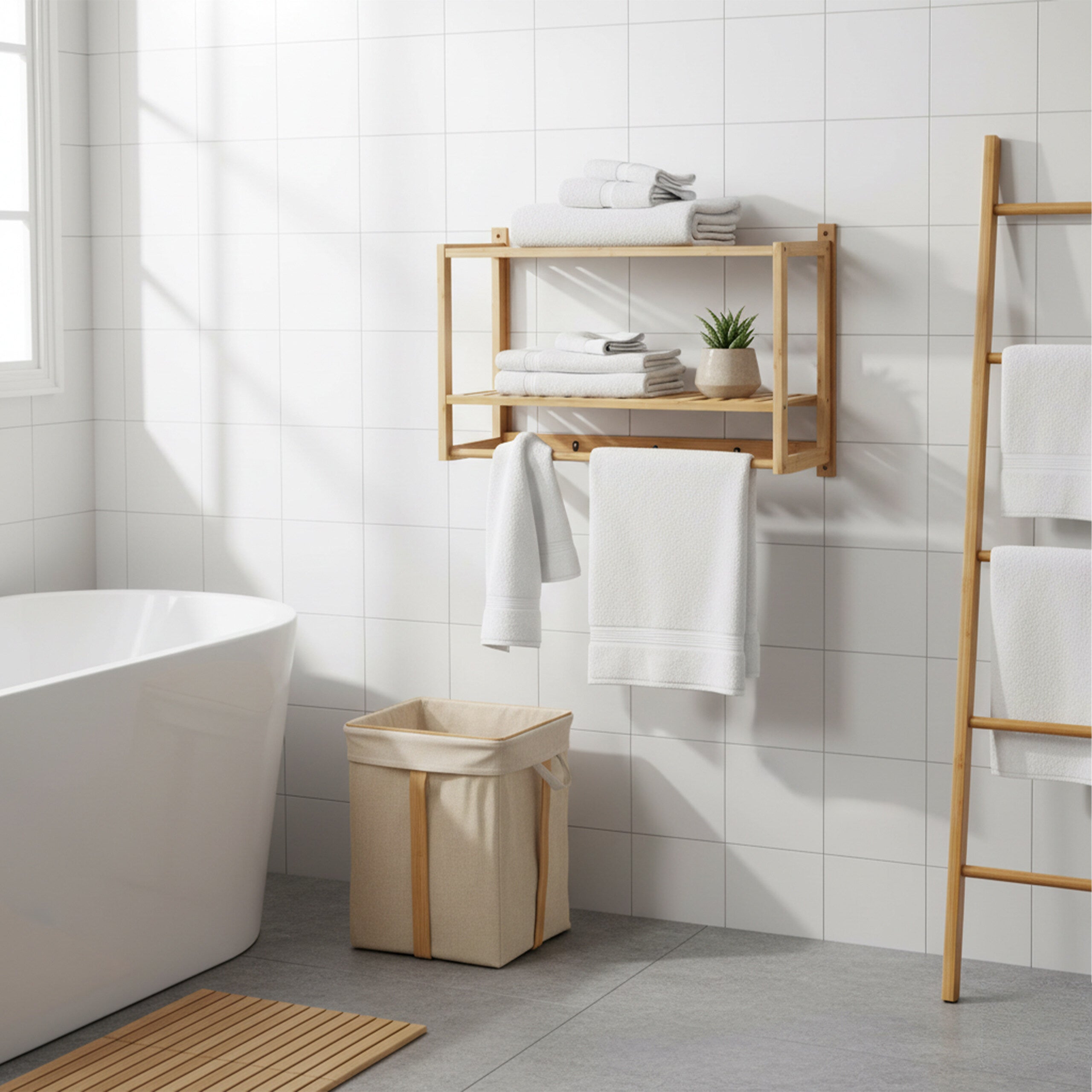 Confezione da 2 mensole da muro per il bagno, organizer per doccia, organizer per il bagno con ganci e binari, nero | Leroy Merlin