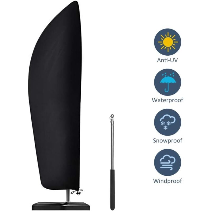 Housse de Protection pour Parasol Déporté Grande 3 x 4m avec Tige Télescopique Couverture pour Parasol de Jardin Imperméable Anti-UV - 4