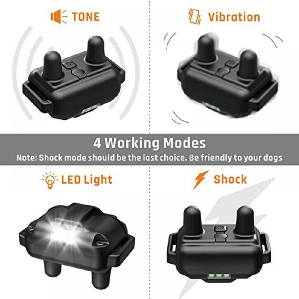 Collar para perros, alcance de 800 m, resistente al agua, control remoto, 99 niveles de vibración, luz LED, recargable (3 receptores). - 4