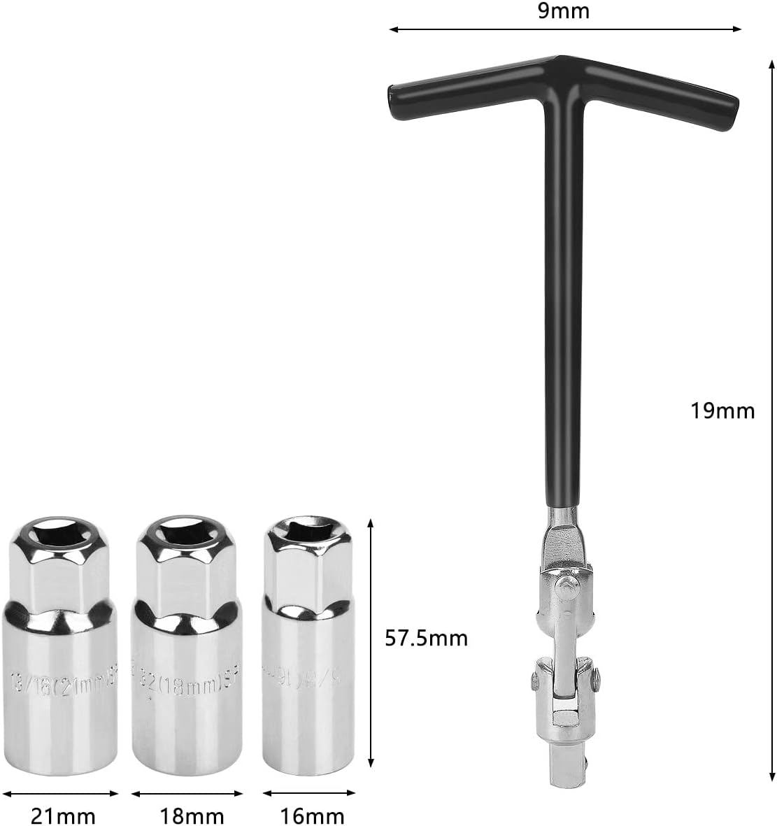 Llave De Vaso Para Bujías QWORK 14mm Y 16mm - 2 Piezas, Magnética, 3/8 Pulgadas, Acero Cromo Vanadio