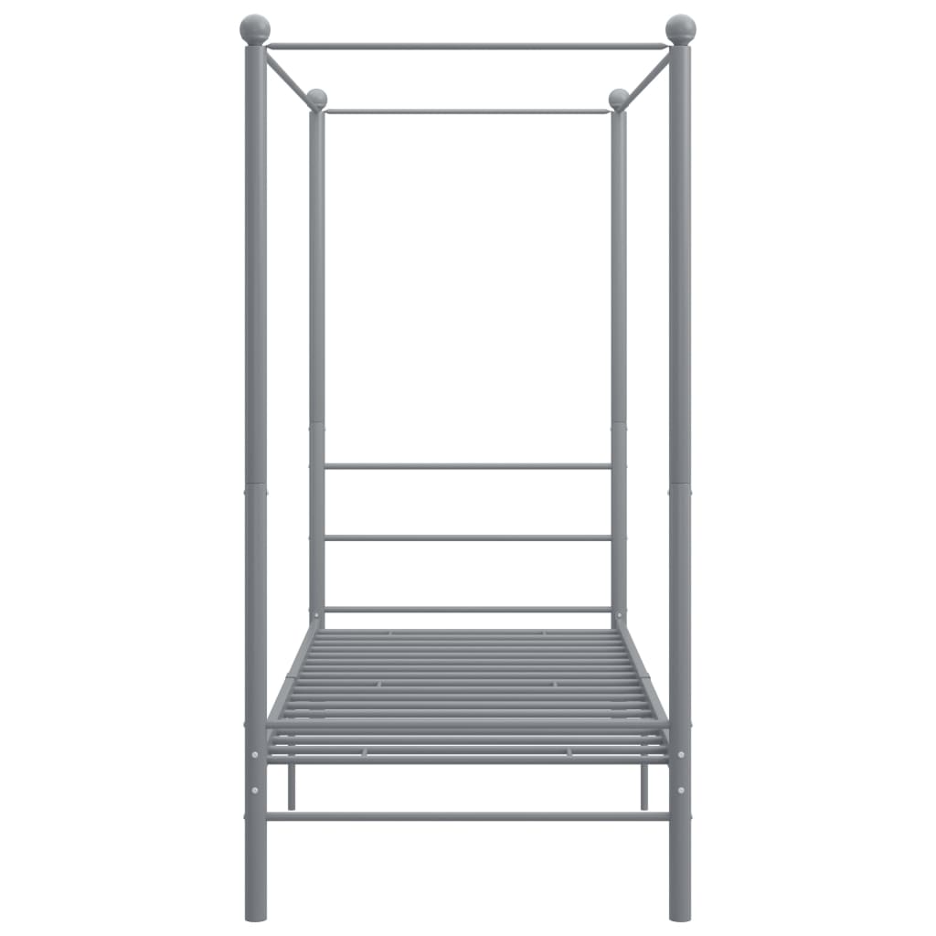 Cadre de lit à baldaquin sans matelas gris métal 90x200 cm vidaXL - 5