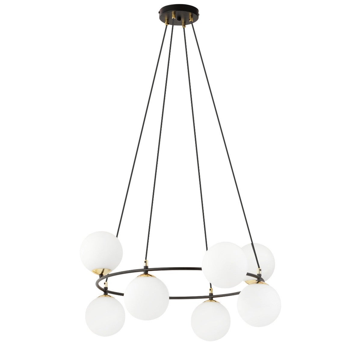 Lampa wisząca Azura czarno-biała-złota 8xE14x10W nowoczesny kule wym: 100 x 75 x 75 cm szkło Emibig