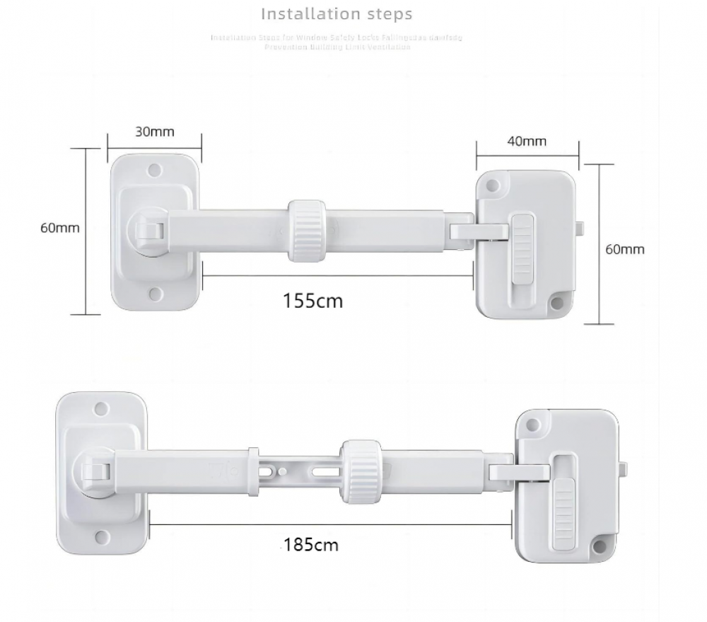 Butées de fenêtre de sécurité pour enfants – Lot de 2, réglables, sécurité pour bébés et animaux domestiques (blanc) - 2