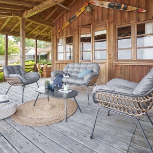 Salon de jardin en rotin 4 places - jardin Salon de jardin en rotin 4 places - jardin