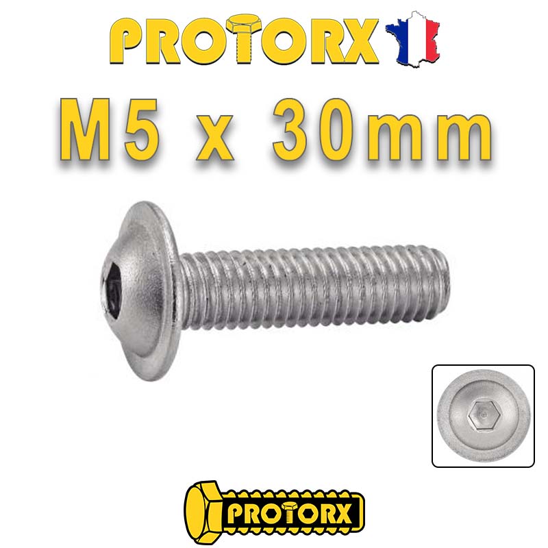 Vis à Métaux Tête Bombée Six Pans Creux à Embase: (M5 x 30mm) x 40pcs ...
