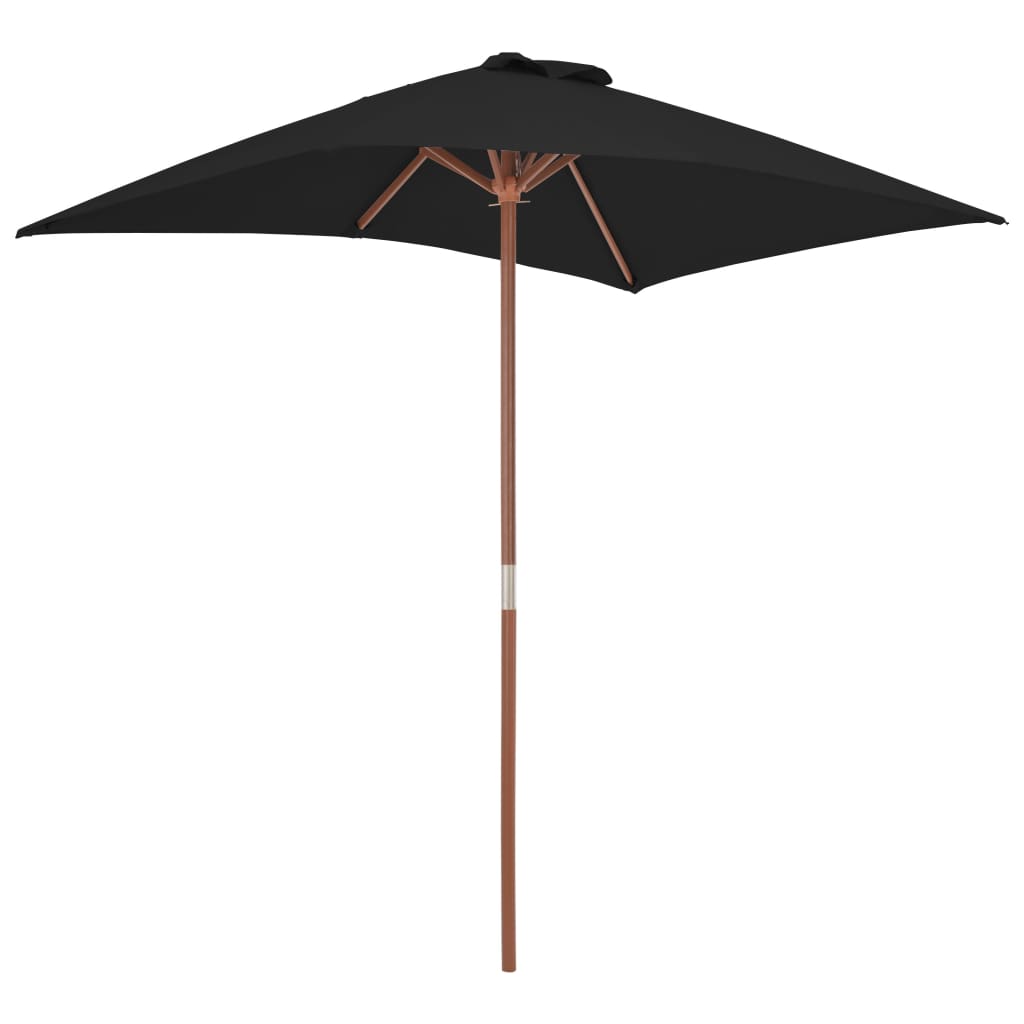 Parasol d'extérieur avec mât en bois Noir 150x200 - 3