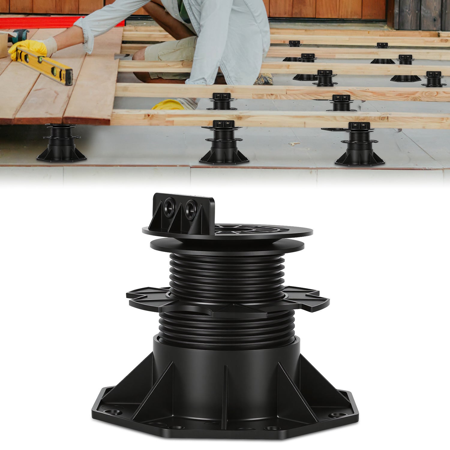 Wspornik do tarasu drewno kompozytowe 75-145 mm 0-5% nachylenie PP czarny 50 sztuk