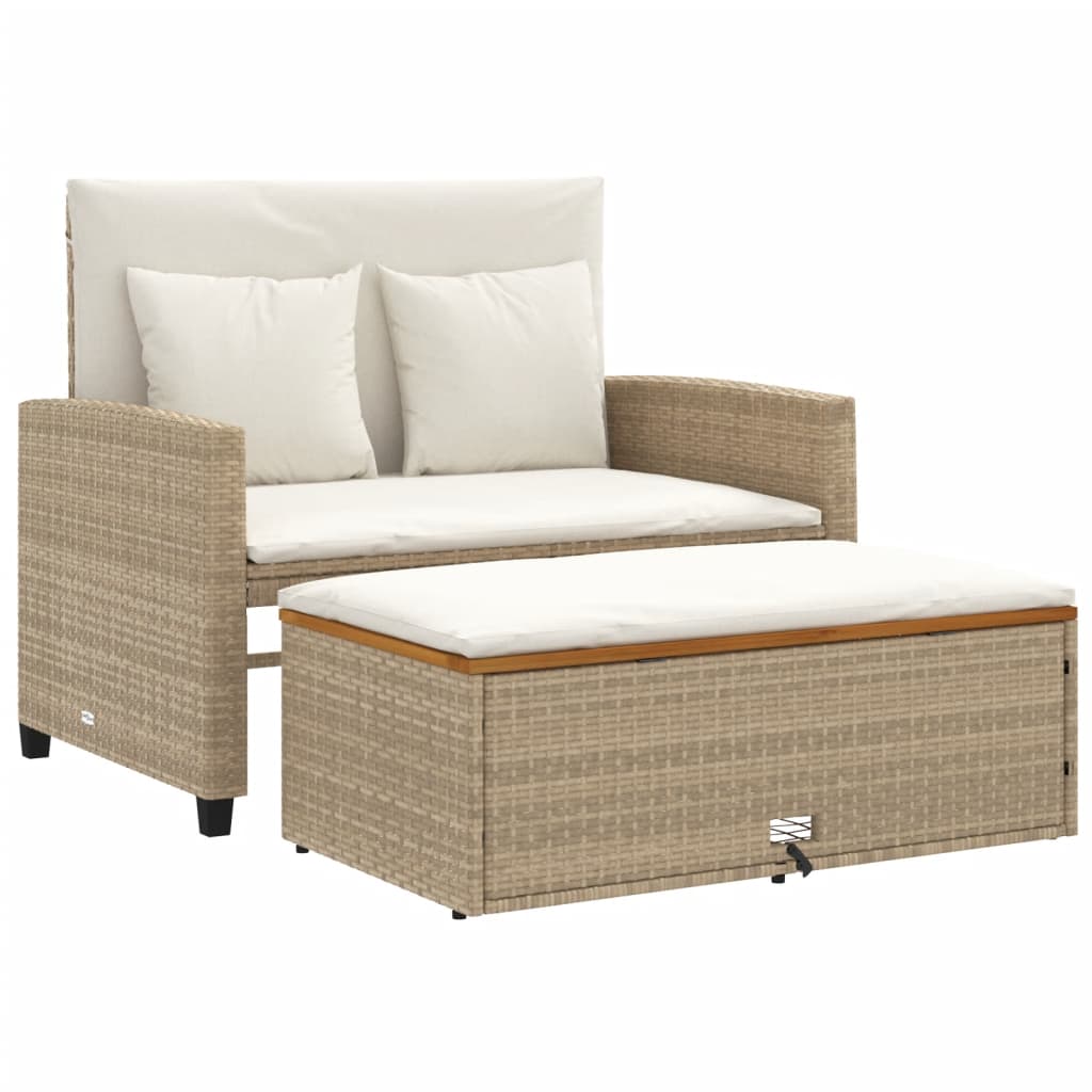 Banquette 2 Places Style Art Déco – Beige – Intérieur – Dimensions 116x75x90 Cm