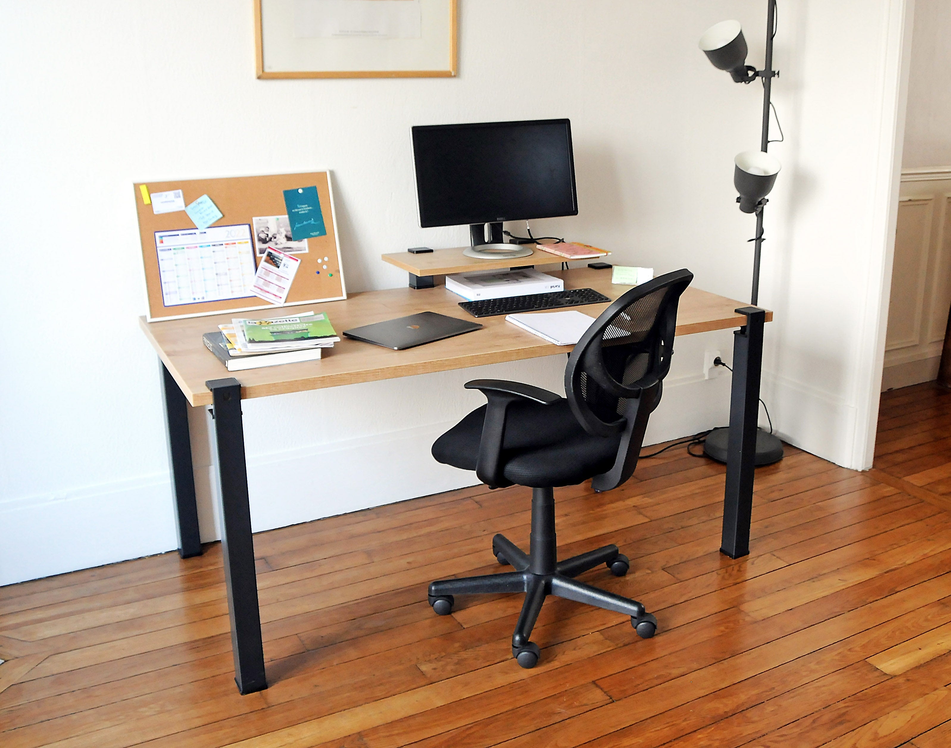 Pied de table carré UZY, fixe et modulable, H.75 cm, acier époxy noir, sans vis - 5