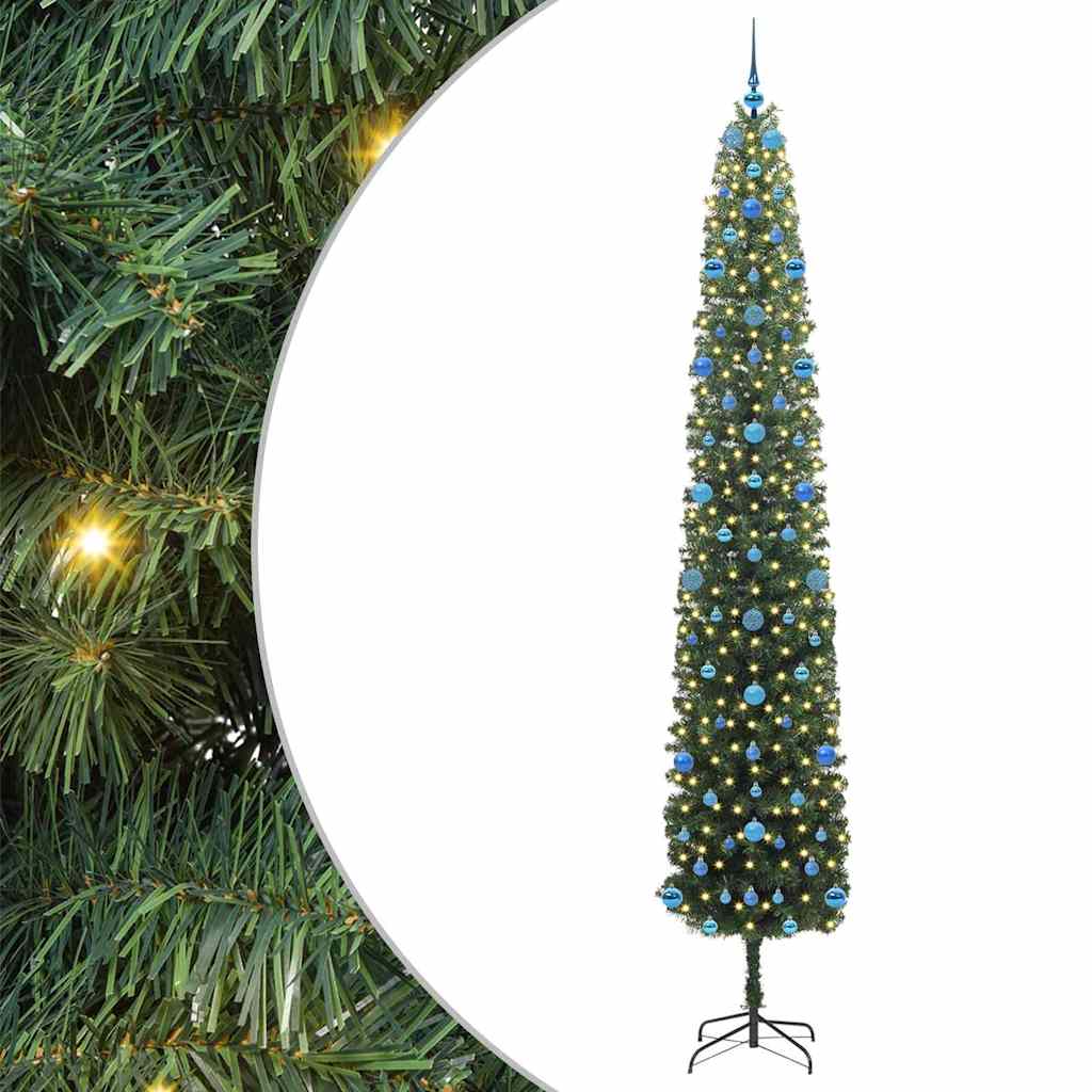 Sztuczna choinka z podstawą Zielony 270 cm PVC, stal i plastik