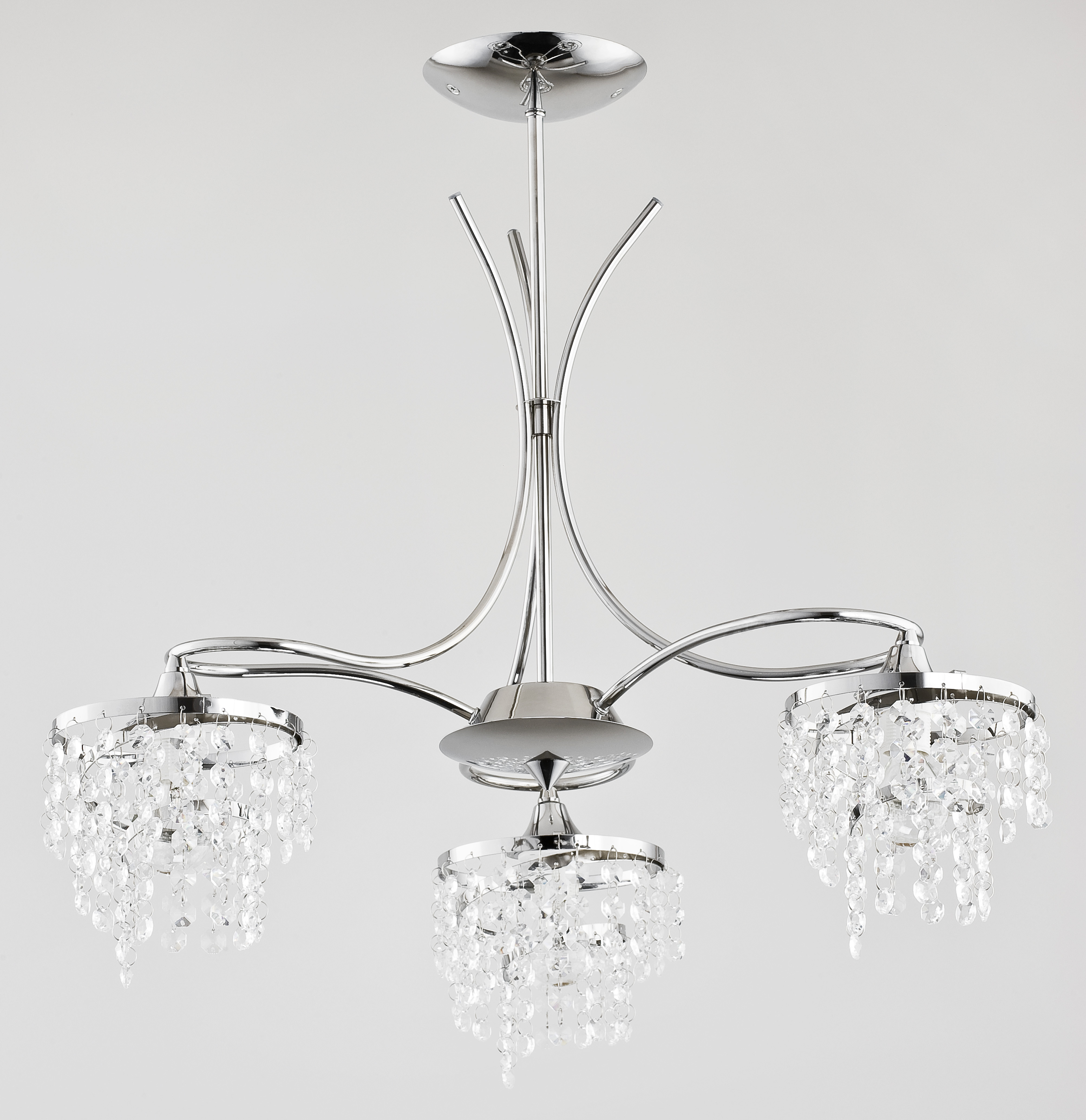 Lampa wisząca Kaliopa chromowana przezroczysty 3xE14x10W kryształowa wym: 56 x 50 x 50 cm metal Alfa - 2
