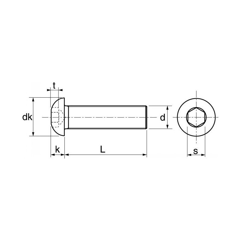 Vis à métaux tête bombée hexagonale creuse inox A2 ISO 7380 8X16 boîte de 100 ACTON 622028X16 - 2