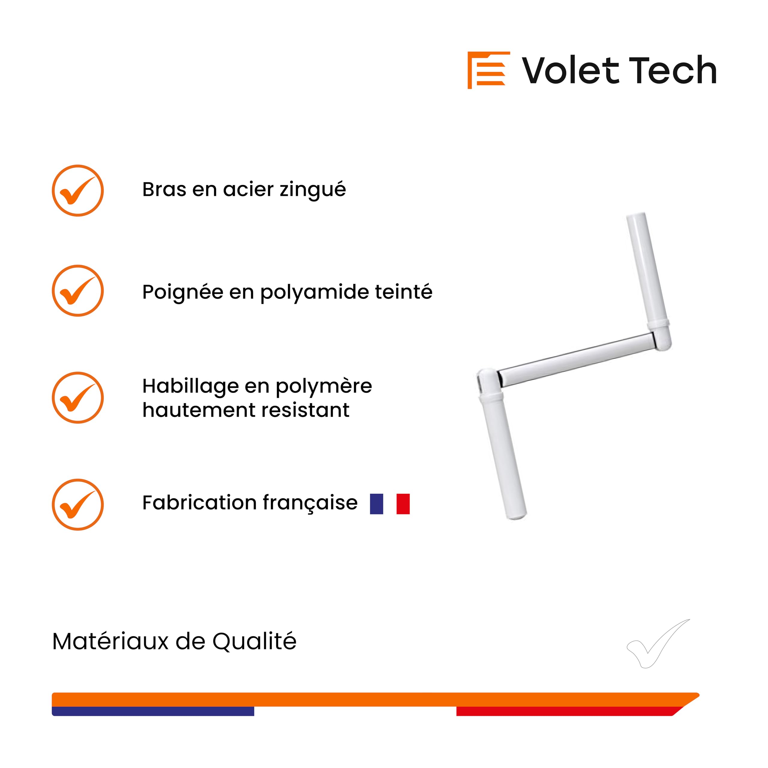 Poignée de Manivelle Blanche de ∅12mm pour Volet Roulant ou Store | Goupille Incluse - 2