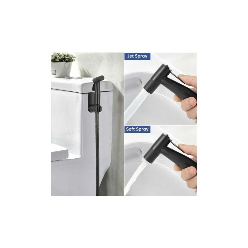 Douchette Toilette,Douchette WC Kit Complet Noir,Kit Douchette WC,Pulvérisateur Pour l'hygiène Personnelle Quotidienne, 700g - 4