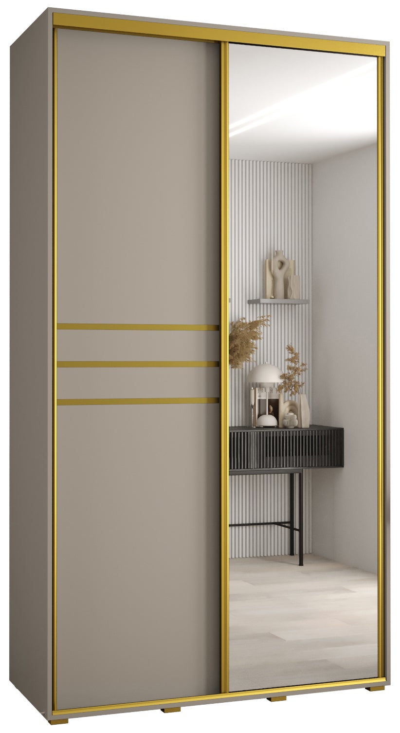 Szafa przesuwna z lustrem wysoka Dakota 11 130 x 60 x 235,2 cm kaszmir + u. Złoty - Abiks Meble